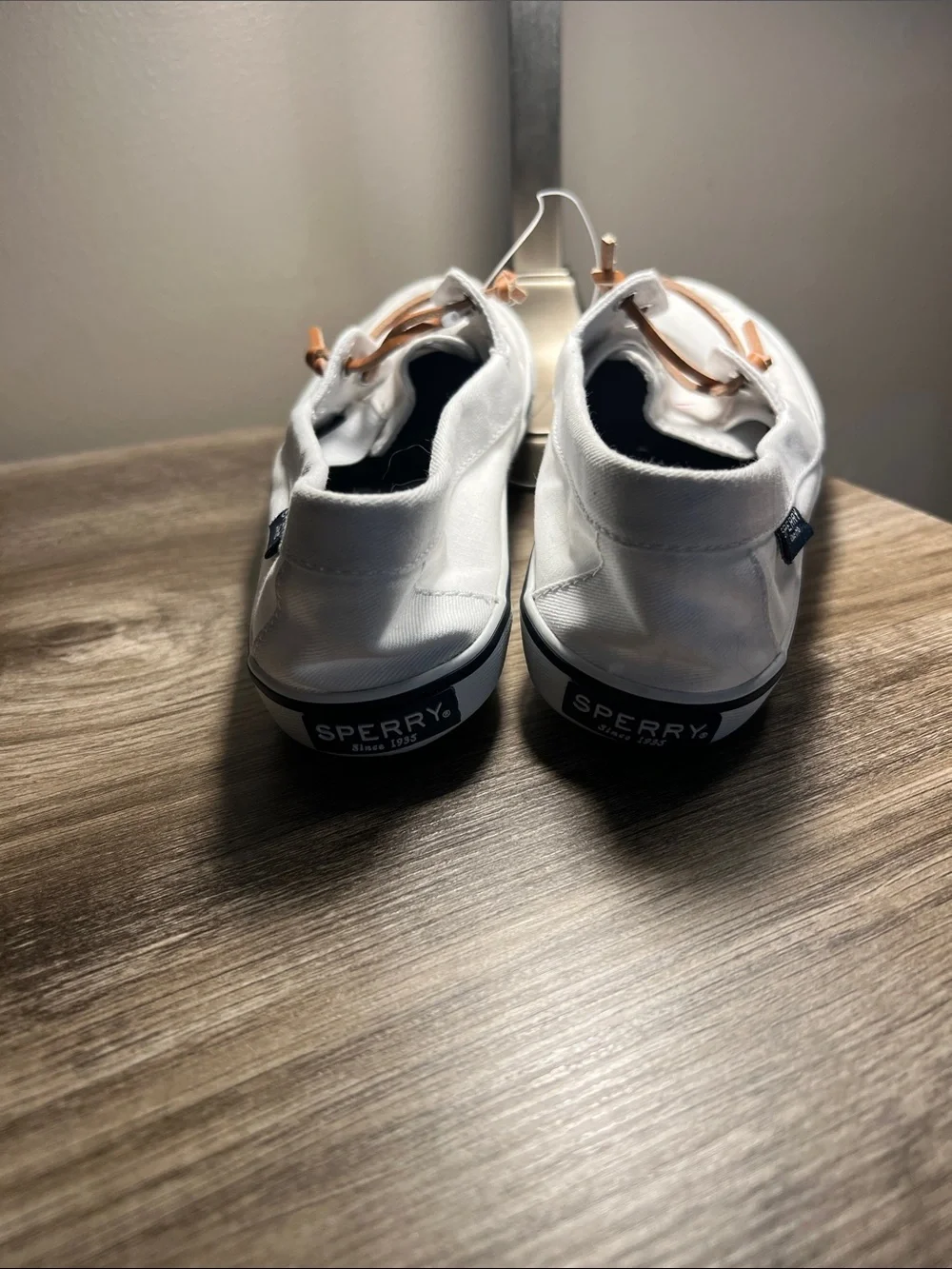 Sperry White Canvas Deck Shoes with Tan Laces—stock (04)